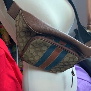 Coach Brown and Blue Belt Bag